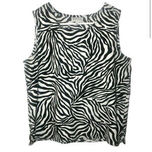 Victoria Morgan 90’s Vintage Sleeveless Top Black/White Animal Print Women’s 8